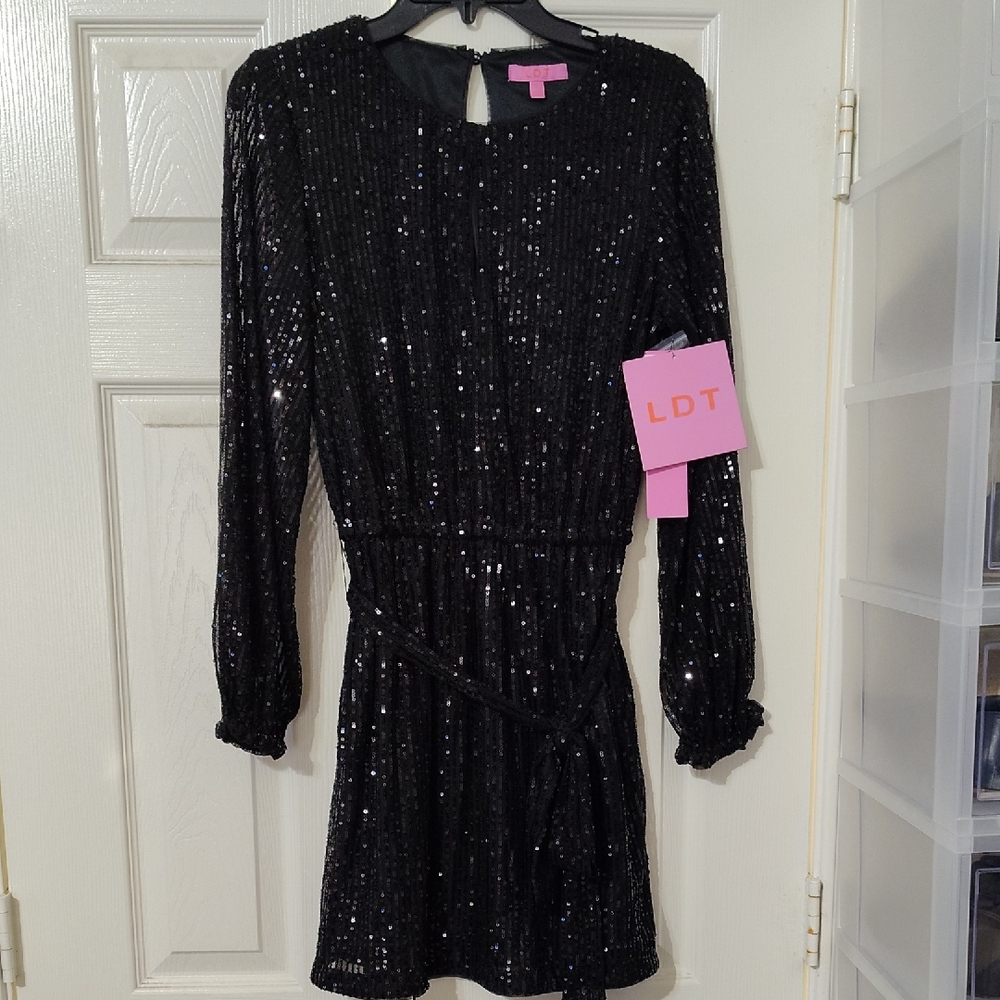 New LDT Black Sequin Dress Size 2